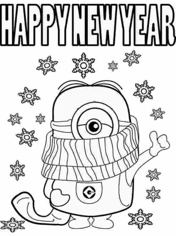 Kids n fun Coloring Page New Years Eve Happy New Year Minion